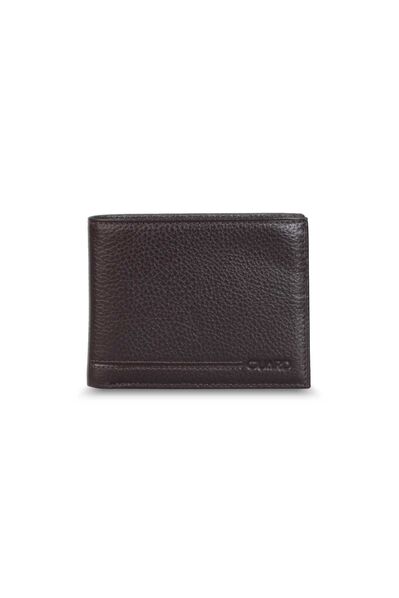 Guard Coin Compartment Brown Leather Horizontal Men's Wallet - Thumbnail