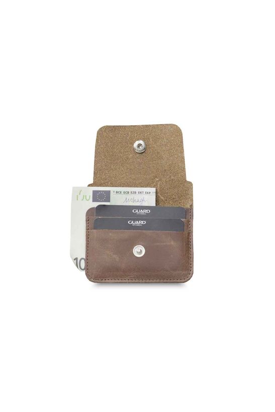 Guard Crazy Brown Mini Leather Card Holder with Paper Money Compartment
