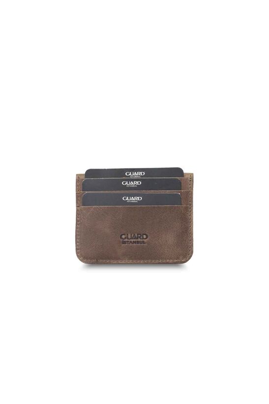 Guard Crazy Brown Mini Leather Card Holder with Paper Money Compartment