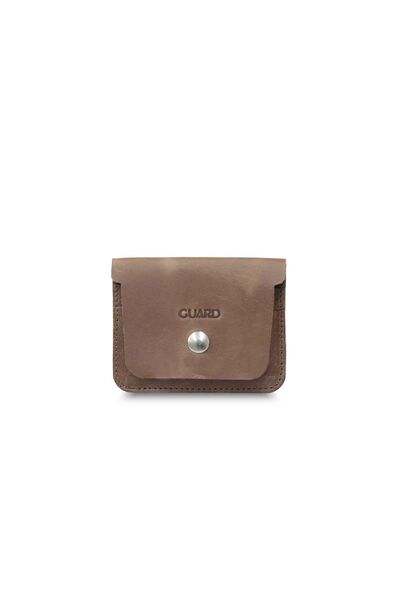Guard Crazy Brown Mini Leather Card Holder with Paper Money Compartment - Thumbnail