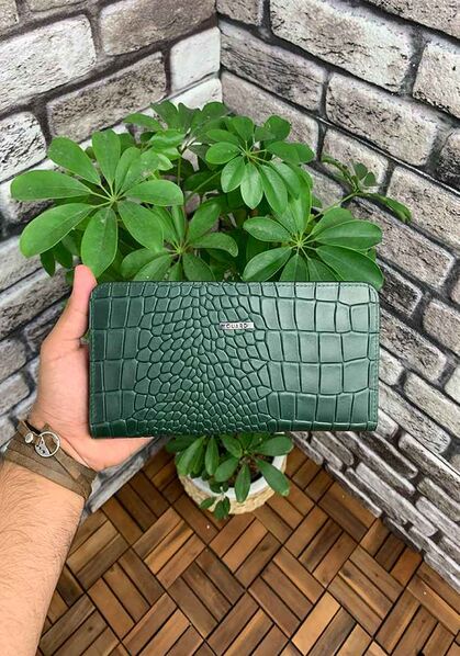 Guard Croco Green Leather Women's Wallet & Clutch Bag - Thumbnail
