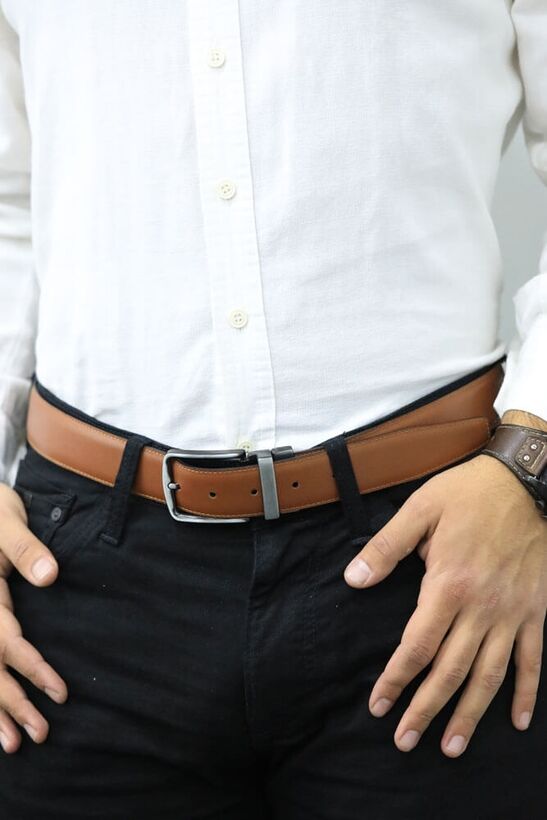 Guard Double-Sided Classic Leather Men's Belt - 3,5 Cm