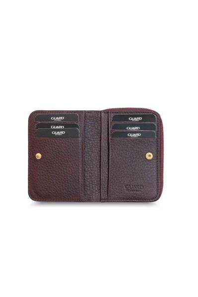Guard Double-Sided Zippered Claret Red Women's Wallet - Thumbnail