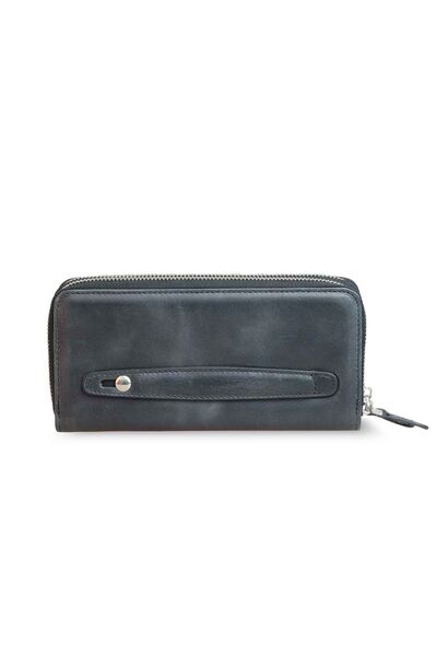 Guard - Guard Double Zippered Crazy Black Leather Clutch Bag (1)