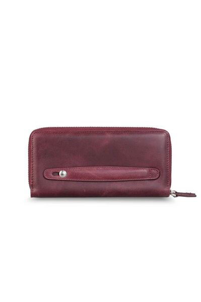 Guard - Guard Double Zippered Crazy Claret Red Leather Clutch Bag (1)