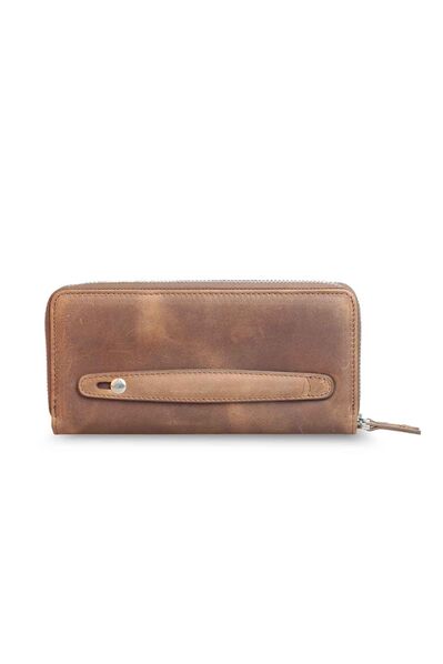Guard - Guard Double Zippered Crazy Tan Leather Clutch Bag (1)
