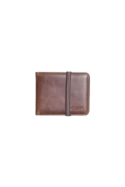 Guard Elastic Sport Genuine Leather Antique Brown Wallet - Thumbnail