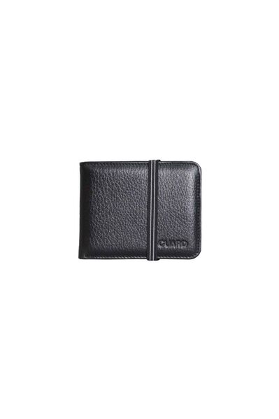 Guard Elastic Sport Genuine Leather Black Wallet - Thumbnail