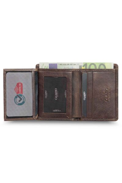 Guard Extra Slim Antique Brown Genuine Leather Men's Wallet - Thumbnail