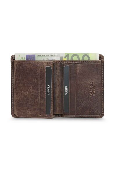 Guard - Guard Extra Slim Antique Brown Genuine Leather Men's Wallet (1)