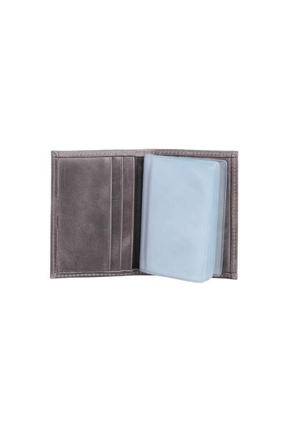 Guard Genuine Leather Transparent Antique Gray Card Holder - Thumbnail