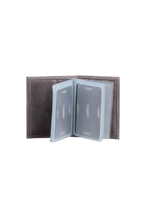 Guard Genuine Leather Transparent Antique Gray Card Holder
