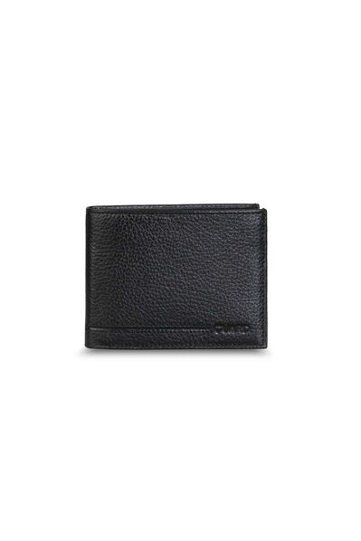 Guard Glossy Black Horizontal Leather Men's Wallet - Thumbnail