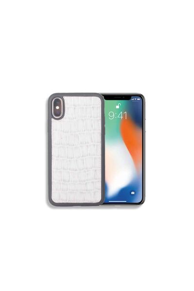 Guard Gray Croco Pattern Leather iPhone X / XS Case - Thumbnail