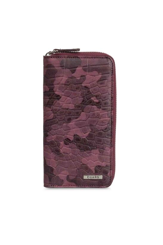 Guard Burgundy Camouflage Printed Leather Zipper Wallet