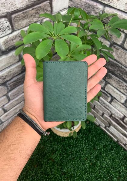 Guard Green Saffiano Leather Card Holder - Thumbnail
