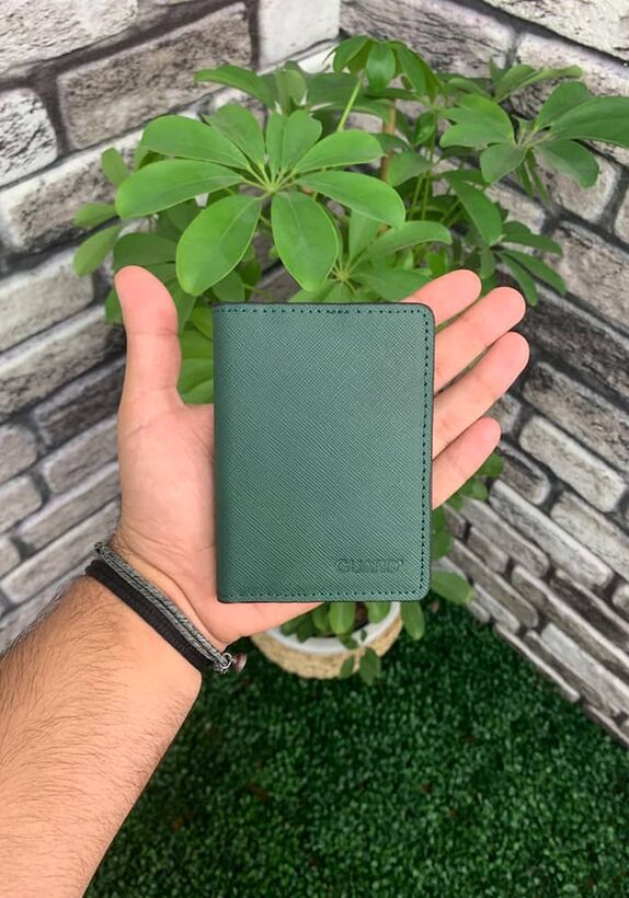 Guard Green Saffiano Leather Card Holder