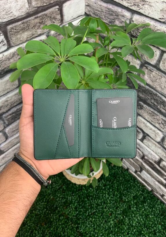 Guard Green Saffiano Leather Card Holder