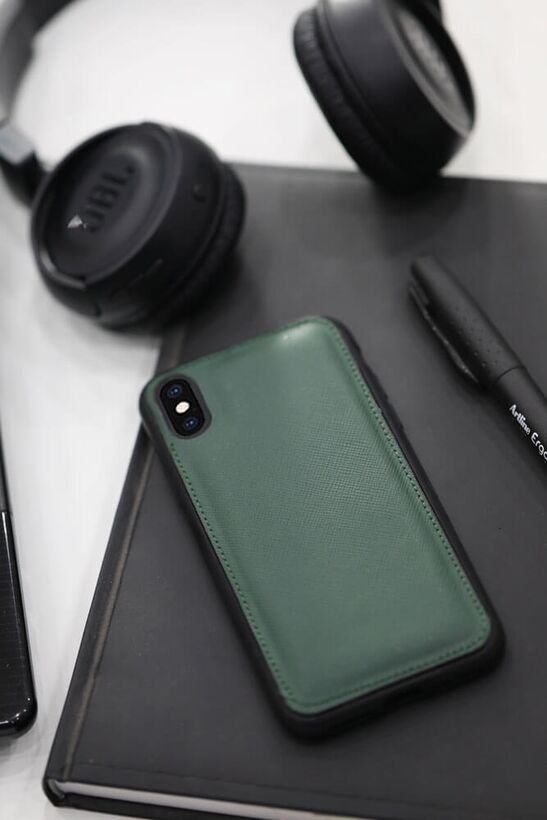 Guard Green Saffiano Leather iPhone X / XS Case