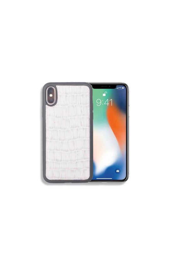 Guard Gri Croco Desen Deri iPhone X / XS Kılıfı