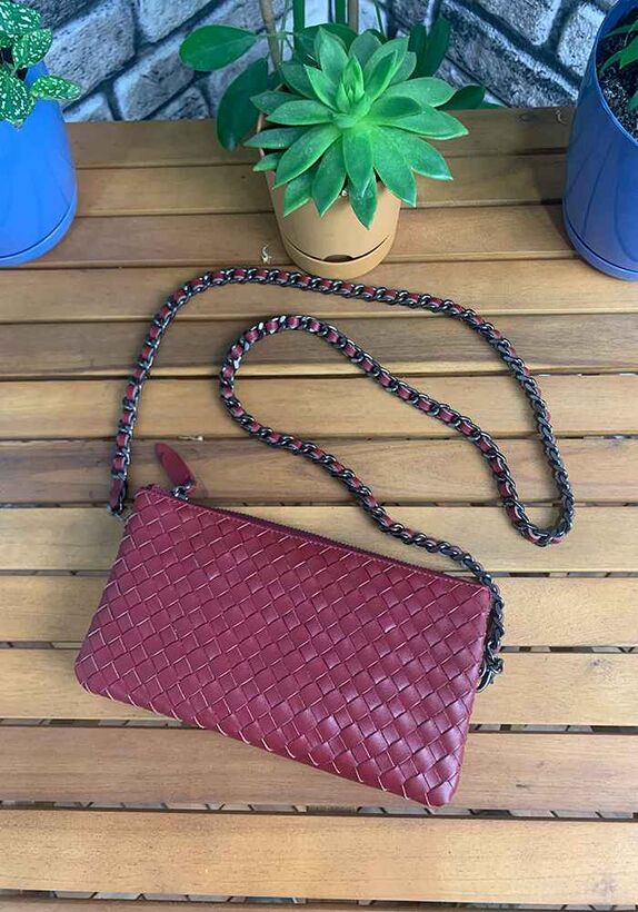 Guard Hand-knitted Small Size Red Genuine Leather Women's Bag