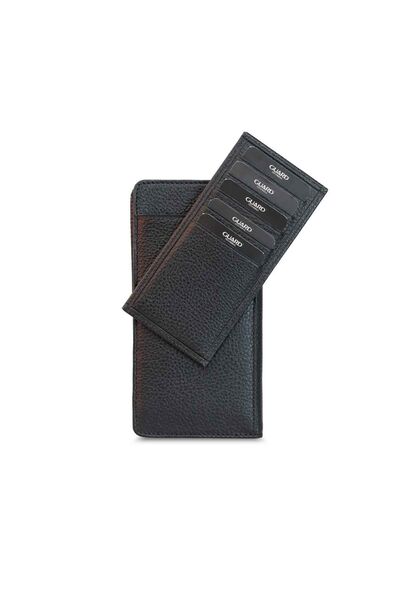 Guard Black Zipper Portfolio Wallet with Hidden Card Compartment - Thumbnail