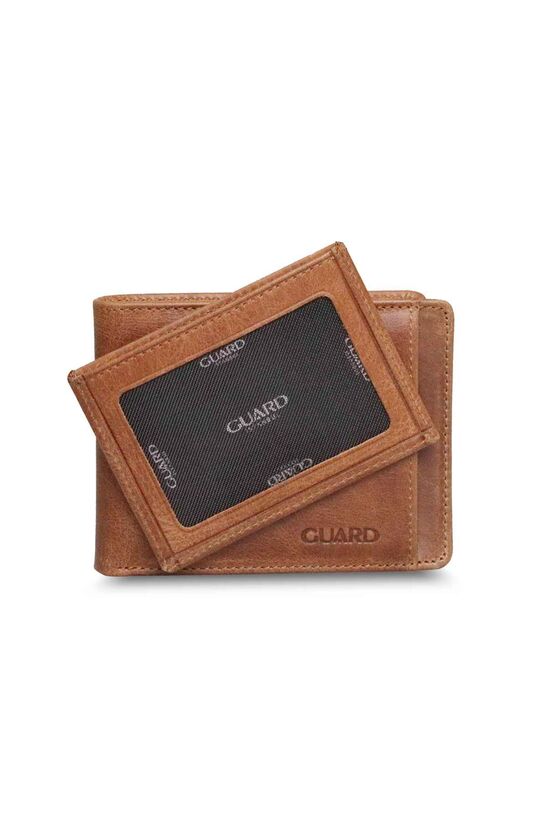 Guard Antique Tan Genuine Leather Men's Wallet with Hidden Card Compartment