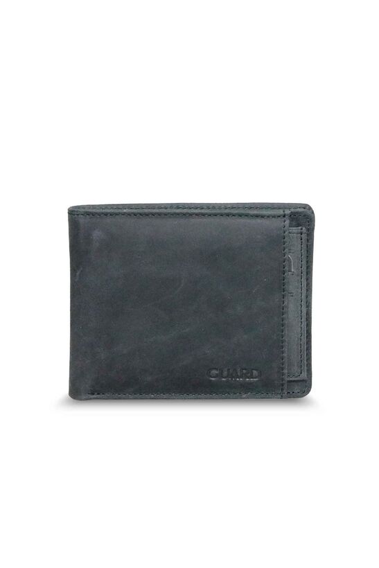 Guard Antique Black Genuine Leather Men's Wallet with Hidden Card Compartment