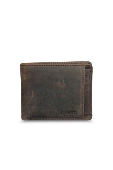 Guard - Guard Hidden Card Compartment Antique Brown Genuine Leather Men's Wallet (1)