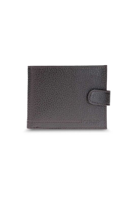Horizontal Brown Genuine Leather Men's Wallet with Guard Flip