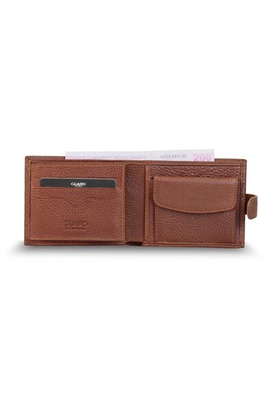 Horizontal Tan Genuine Leather Men's Wallet Guard - Thumbnail