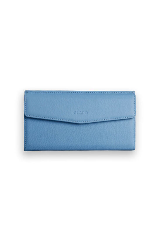 Guard Ice Blue Leather Women's Wallet with Phone Entry