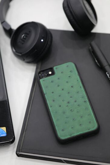 Guard iPhone 6 / 6s / 7 Green Ostrich Model Leather Phone Case - Thumbnail