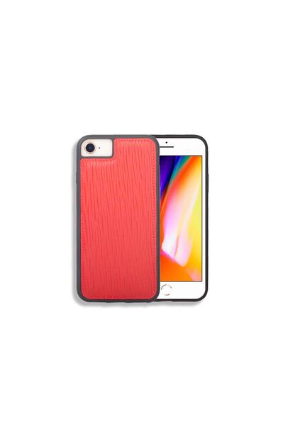 Guard iPhone 6 / 6s / 7 için Kırmızı Yol Desenli Deri Telefon Kılıfı - Thumbnail