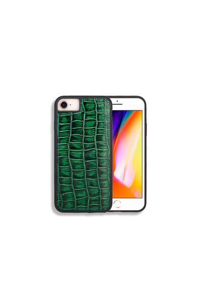 Guard iPhone 6 / 6s / 7 için Yeşil Croco Model Deri Telefon Kılıfı - Thumbnail