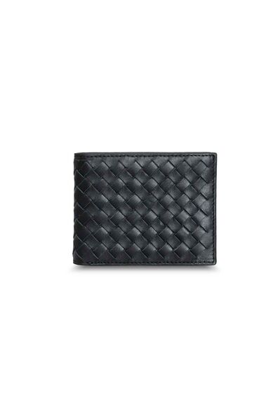 Guard Knit Patterned Black Leather Men's Wallet - Thumbnail