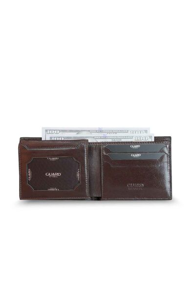 Guard - Guard Knit Patterned Brown Leather Men's Wallet (1)