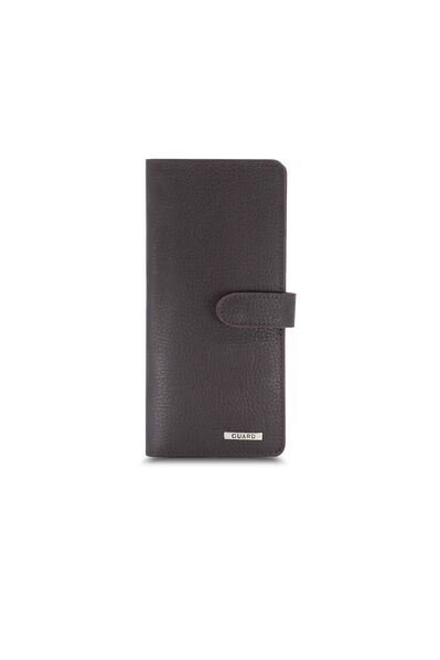 Guard Matte Brown Leather Phone Wallet with Card and Money Compartment - Thumbnail