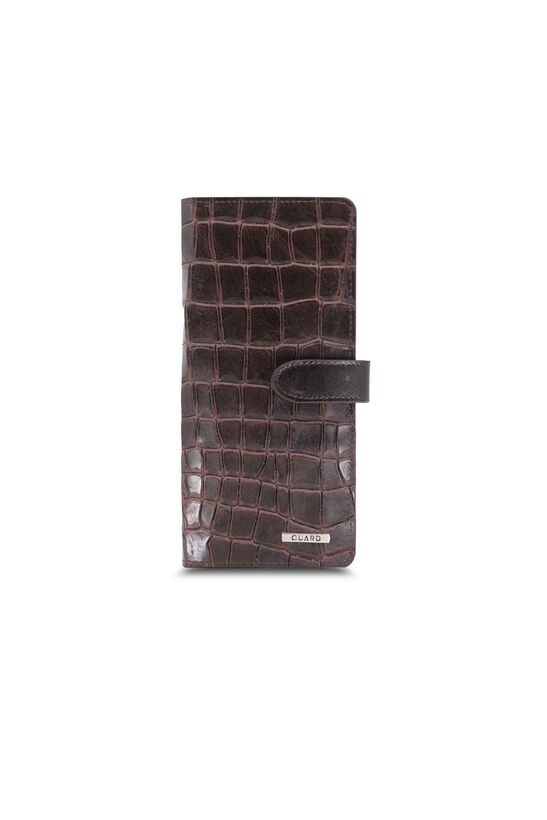 Guard Large Croco Brown Leather Phone Wallet with Card and Money Slot