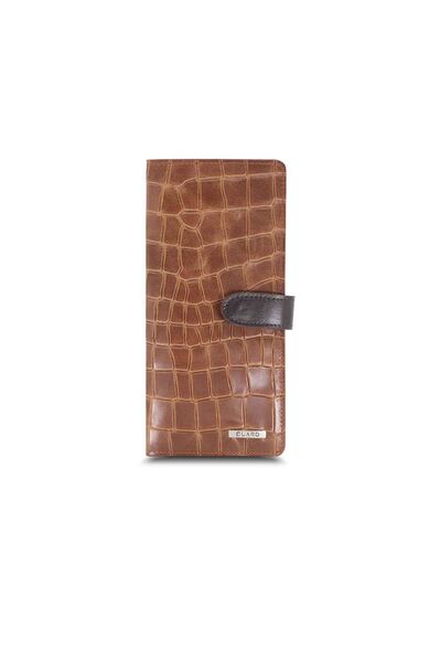 Guard Large Croco Tan Leather Phone Wallet with Card and Money Compartment - Thumbnail