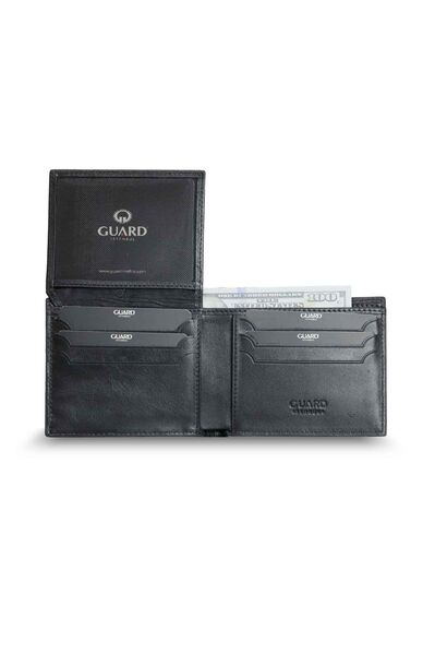 Guard - Guard Laser Patterned Black Leather Men's Wallet (1)