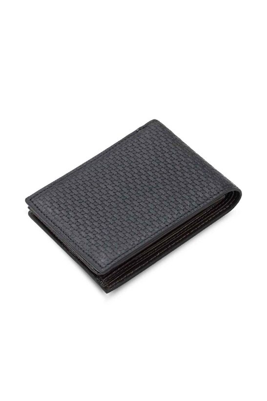 Guard Laser Patterned Black Leather Men's Wallet