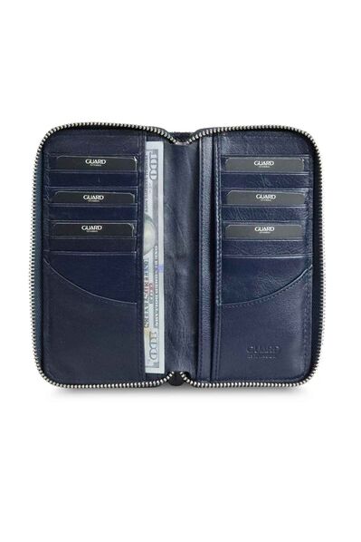 Guard - Guard Laser Printed Navy Blue Zippered Portfolio Wallet (1)