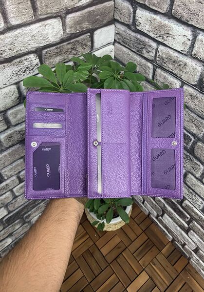 Guard Lilac Leather Zippered Women's Wallet - Thumbnail