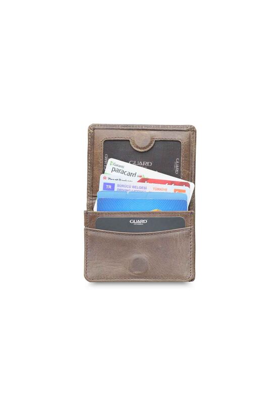 Guard Magnetic Small Size Antique Brown Leather Card/Business Card Holder