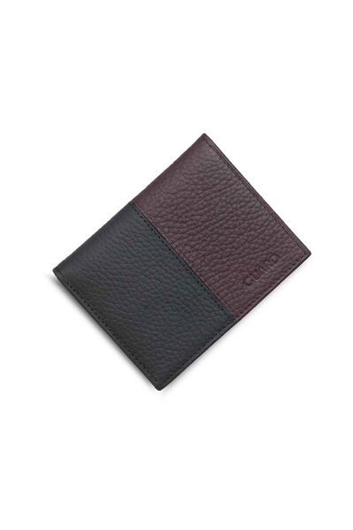Guard Matte Claret Red/Black Leather Men's Wallet - Thumbnail