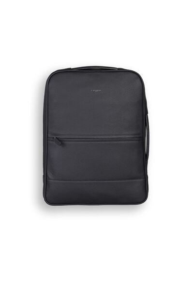 Guard Matte Black Genuine Leather Slim Backpack and Handbag - Thumbnail