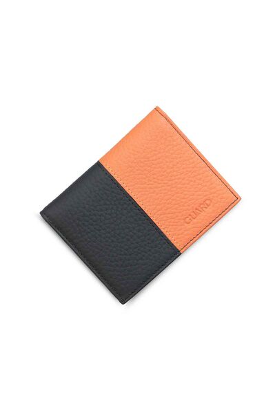 Guard Matte Black/Orange Leather Men's Wallet - Thumbnail