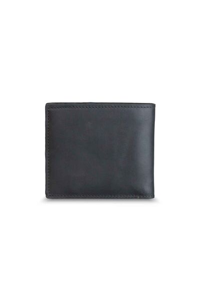 Guard Matte Black Matte Handmade Leather Men's Wallet - Thumbnail