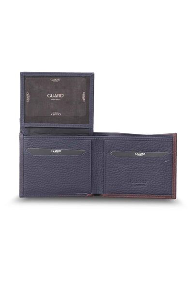 Guard Matt Claret Red - Navy Blue Horizontal Leather Wallet - Thumbnail